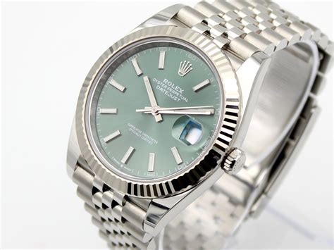 rolex datejust 41 mint green smooth bezel|rolex datejust 41 with diamonds.